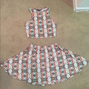 Tribal print crop top and skirt set